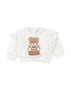 Moschino Baby Newborn Girl Sweatshirt Cream Size 3 Cotton, Elastane In White