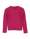 Polo Ralph Lauren Babies'  Cable Cn-sweater-pullover Toddler Girl Sweater Fuchsia Size 5 Cotton In Pink