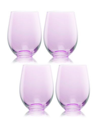 Qualia Glass Carnival Stemless 19 oz Wine Glasses, Set Of 4 In Purple