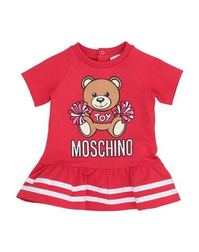 Moschino Baby Newborn Girl Baby Dress Red Size 3 Cotton, Elastane, Polyester