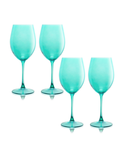 Qualia Glass Carnival All Purpose 20 oz Wine Glasses, Set Of 4 In Turquoise