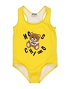 Moschino Kid Babies'  Toddler Girl One-piece Swimsuit Yellow Size 5 Polyester, Elastane