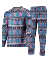 CONCEPTS SPORT MEN'S CONCEPTS SPORT BLUE ILLINOIS FIGHTING ILLINI UGLY SWEATER LONG SLEEVE T-SHIRT AND PANTS SLEEP 