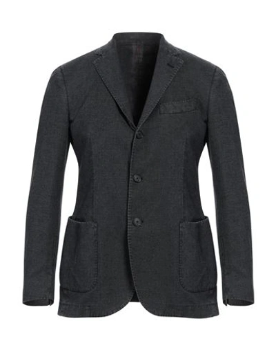 Santaniello Man Blazer Steel Grey Size 38 Cotton, Linen, Polyester, Elastane