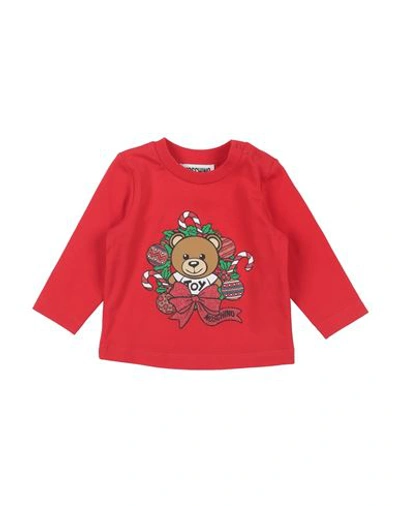 Moschino Baby Newborn T-shirt Red Size 3 Cotton, Elastane