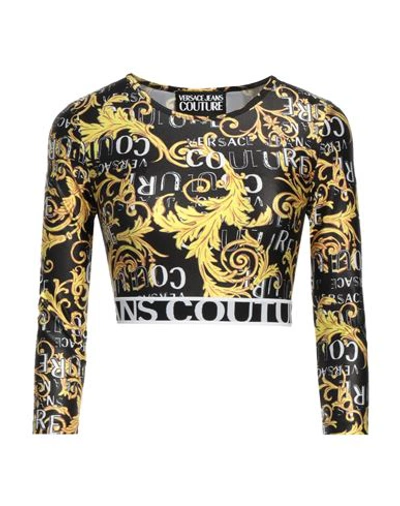 Versace Jeans Couture Woman T-shirt Black Size 14 Polyester, Elastane