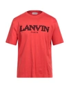 Lanvin Man T-shirt Tomato Red Size L Cotton, Polyester