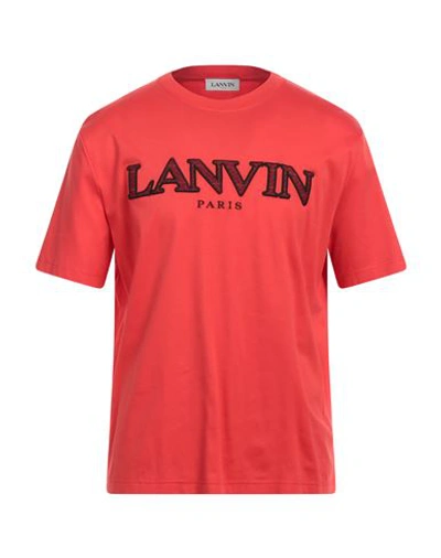 Lanvin Man T-shirt Tomato Red Size L Cotton, Polyester