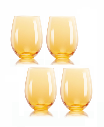 Qualia Glass Carnival Stemless 19 oz Wine Glasses, Set Of 4 In Amber