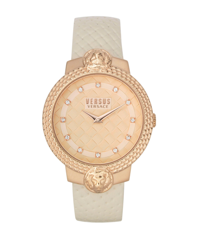 Versus Women's Mouffetard Two Hand Beige Leather Watch 38mm