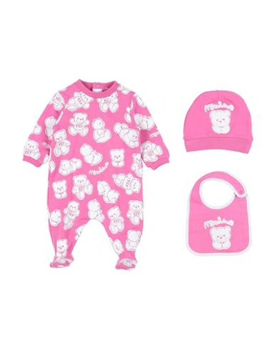 Moschino Baby Newborn Baby Accessories Set Fuchsia Size 3 Cotton, Elastane In Pink