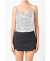 Endless Rose Women's Sequins Cowl Neck Top In Silver