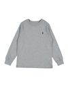 Polo Ralph Lauren Babies'  Cotton Jersey Long-sleeve Tee Toddler Boy T-shirt Grey Size 5 Cotton