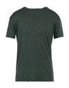 Daniele Fiesoli Man T-shirt Dark Green Size Xl Linen, Elastane