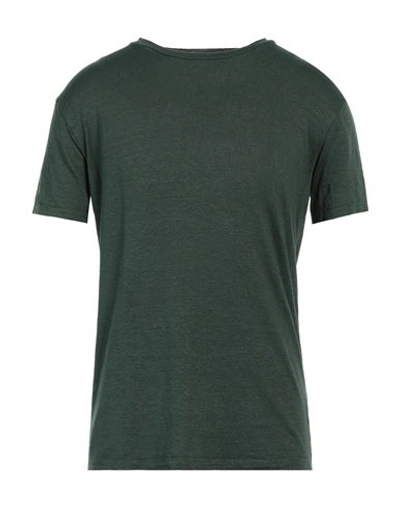 Daniele Fiesoli Man T-shirt Dark Green Size Xl Linen, Elastane