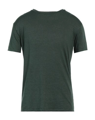 Daniele Fiesoli Man T-shirt Dark Green Size Xl Linen, Elastane In Green