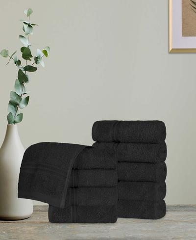 Superior Solid Quick Drying Absorbent 10 Piece Egyptian Cotton Face Towel Set In Black