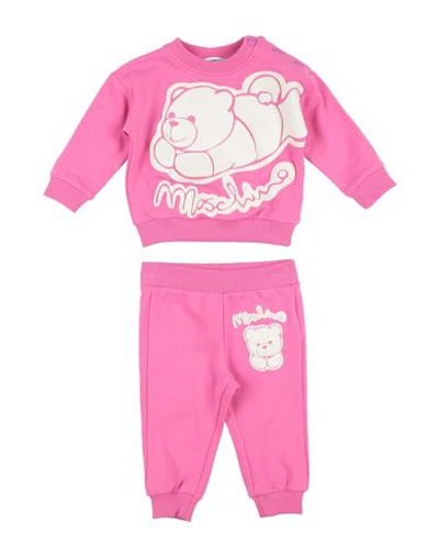 Moschino Baby Newborn Baby Set Fuchsia Size 3 Cotton, Elastane In Pink