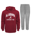 Outerstuff Infant Boys And Girls Crimson, Gray Alabama Crimson Tide Play-by-play Pullover Fleece Hoodie And Pan In Crimson,gray