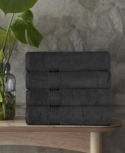 Superior Solid Quick Drying Absorbent 4 Piece Egyptian Cotton Bath Towel Set In Black