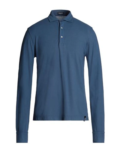 Drumohr Man Polo Shirt Pastel Blue Size L Cotton