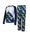 CONCEPTS SPORT WOMEN'S CONCEPTS SPORT NAVY MICHIGAN WOLVERINES TINSEL UGLY SWEATER LONG SLEEVE T-SHIRT AND PANTS SL