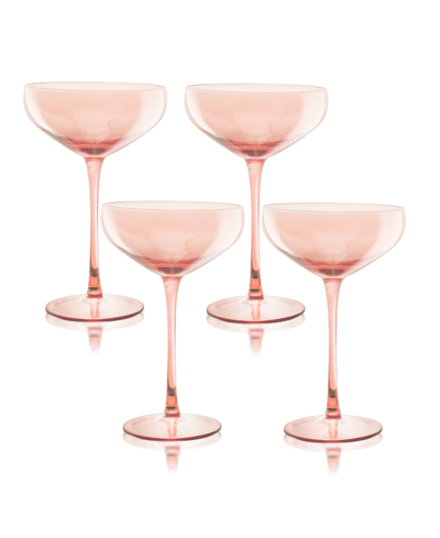 Qualia Glass Carnival Coupe 13 oz Glasses, Set Of 4 In Pink