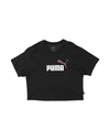 Puma Girls Logo Cropped Tee Toddler Girl T-shirt Black Size 6 Cotton, Polyester In Black