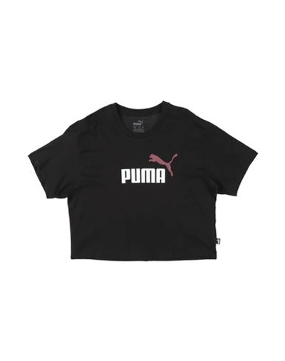 Puma Babies'  Girls Logo Cropped Tee Toddler Girl T-shirt Black Size 6 Cotton, Polyester