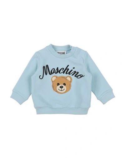 Moschino Baby Newborn Sweatshirt Sky Blue Size 3 Cotton, Elastane, Polyester