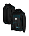 NEW ERA MEN'S NEW ERA BLACK BROOKLYN NETS 2023/24 CITY EDITION SATIN STITCH ELITE PACK PULLOVER HOODIE