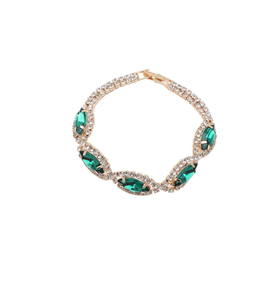 Sohi Women's Green Embellished Eye Tennis Bracelet