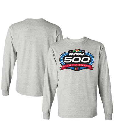 Checkered Flag Sports Men's  Gray 2024 Daytona 500 Logo Long Sleeve T-shirt
