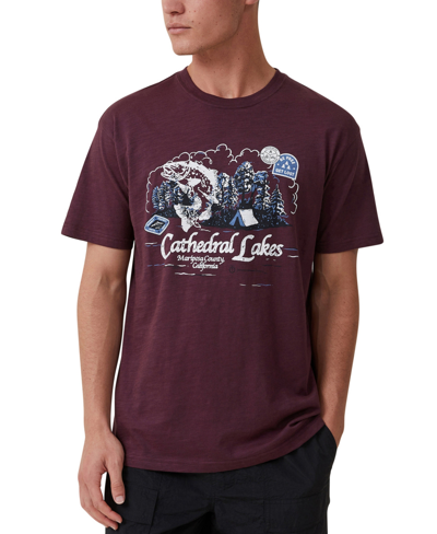 Cotton On Men's Loose Fit Art T-shirt In Aged Grape,cathedral Lakes