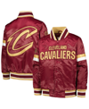 Starter Big Boys  Wine Cleveland Cavaliers Home Game Varsity Satin Full-snap Jacket In Wine