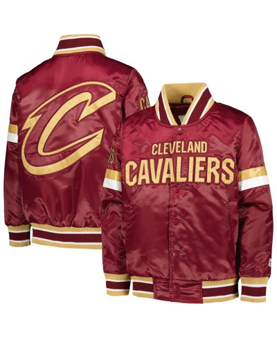 Starter Kids' Big Boys  Wine Cleveland Cavaliers Home Game Varsity Satin Full-snap Jacket