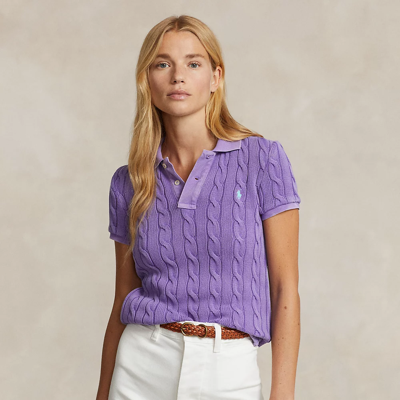 Polo Ralph Lauren Cable-knit Polo Shirt In Spring Violet