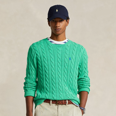 Ralph Lauren Cable-knit Cotton Sweater In Classic Kelly