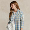 Ralph Lauren Relaxed Fit Plaid Cotton Shirt In Blue/cream/yellow Plaid