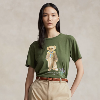 Ralph Lauren Polo Bear Cotton Jersey Tee In Garden Trail