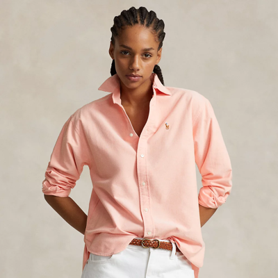 Ralph Lauren Relaxed Fit Cotton Oxford Shirt In Peach Tree
