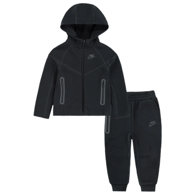 Nike Kids' Boys  Tech Fleece Hooded Full-zip Set In Black/black