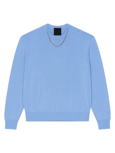 Givenchy Women's Sweater In Cashmere With Chain Detail In Blue