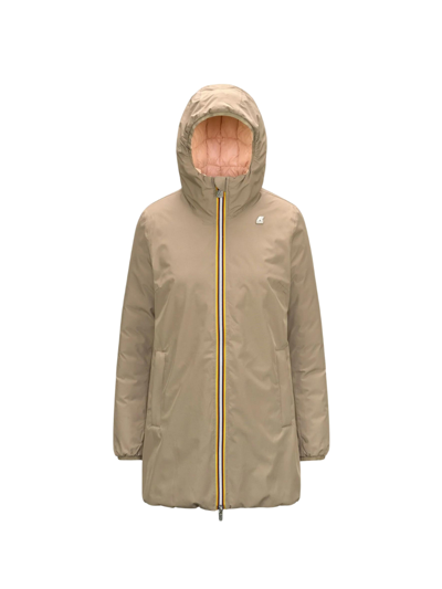 Pre-owned Kway Jacke K-way Damen Aus Stoff Postal, Beige/ Rosa Modell In Beige T-rosa A