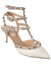 Valentino Rockstud Caged 65 Patent Ankle Strap Pump In White
