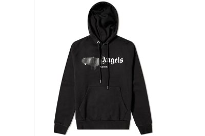 Pre-owned Palm Angels Paris Sprayed Logo Hoodie Black