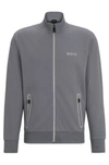 Hugo Boss Zip-up Sweatshirt With Pixellated Logo In Grey