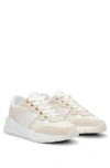 HUGO BOSS MIXED-MATERIAL TRAINERS WITH LEATHER TRIMS
