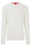 Hugo Boss Relaxed-fit Pure-cotton Sweater With 3d Knitted Pattern In White