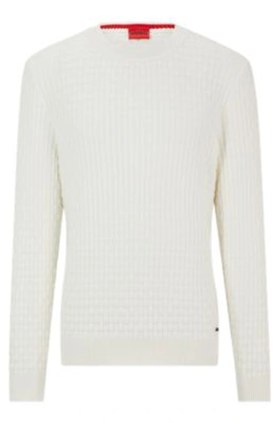 HUGO BOSS RELAXED-FIT PURE-COTTON SWEATER WITH 3D KNITTED PATTERN